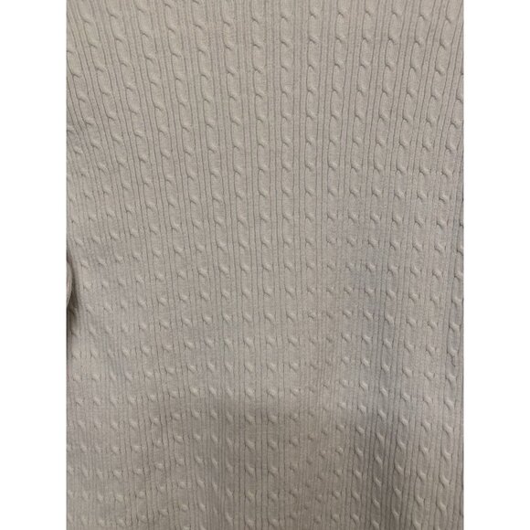 Karen Scott Cable Knit Sweater White V-neck Preppy - Picture 4 of 7